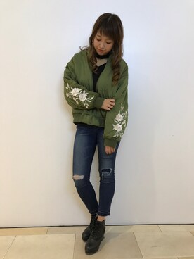 「SpRay（スプレイ）のアイテム（ブルゾン）」を使った、SpRay池袋PARCO店さん（レディース・163cm）の冬コーディネート