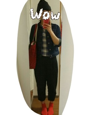 「KBF（ケイビーエフ）の兩穿式格紋套衫（トップス、その他）」を使った、タラコさん（レディース・170cm）の春コーディネート