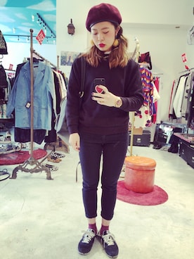 「アイテム（ゴールド系）」を使った、S A Y A K Oさん（レディース・158cm）の冬コーディネート