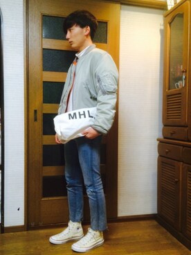 「Alpha Industries（アルファインダストリーズ）のアイテム（その他アウター）」を使った、び え んさん（メンズ・173cm）の冬コーディネート