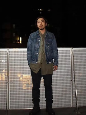 「ビッグシャツ」｜「アイテム（デニムジャケット）」を使った、VANKERCLOSET_GOさん（メンズ・170cm）の春コーディネート