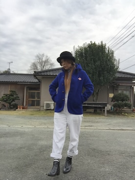 「青×白」｜「アイテム（オールインワン・サロペット）」を使った、Aoi さん（レディース・154cm）の秋コーディネート