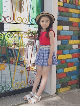 「アイテム（スカート）」を使った、アルムさん（キッズ・120cm）の夏コーディネート