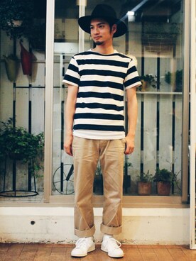「SCYE BASICS（サイベーシックス）のアイテム（その他パンツ）」を使った、MIZOさん（メンズ・165cm）の夏コーディネート