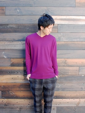 「カシミヤ」｜BRIENDさん（メンズ・175cm）の冬コーディネート