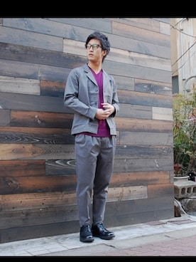 「THREE BLIND MICE（スリーブラインドマイス）のアイテム（シューズ）」を使った、BRIENDさん（メンズ・175cm）の冬コーディネート