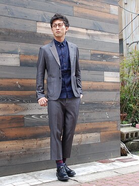 「THREE BLIND MICE（スリーブラインドマイス）のアイテム（シューズ）」を使った、BRIENDさん（メンズ・175cm）の春コーディネート