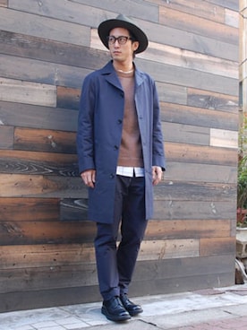 「アイテム（ステンカラーコート）」を使った、BRIENDさん（メンズ・175cm・10代）の春コーディネート