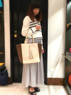 「TOPKAPI（トプカピ）のアイテム（トートバッグ）」を使った、marronさん（レディース・155cm）の夏コーディネート