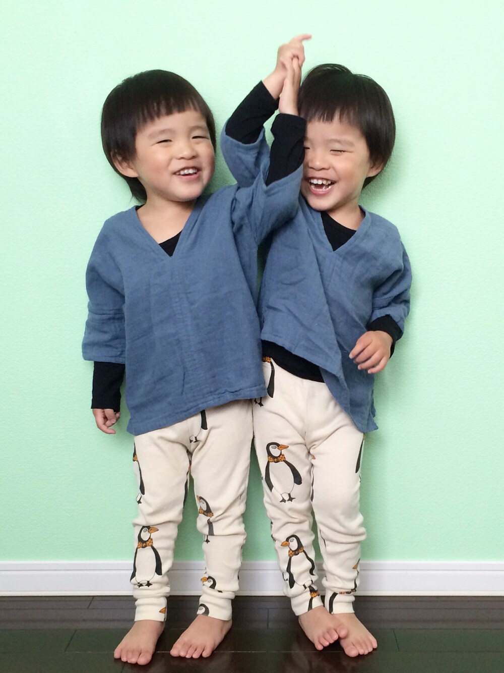 「kids、ハンドメイド、minirodini、レギンス、動物モチーフ」｜「Mini Rodiniのアイテム（その他パンツ、ホワイト系）」を使った、kanako0304さん（キッズ・90cm）の春コーディネートの1枚目の写真