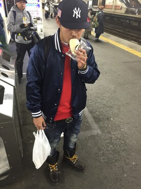「アイテム（ブーツ）」を使った、Miiiiiyaさん（メンズ・173cm）の冬コーディネート