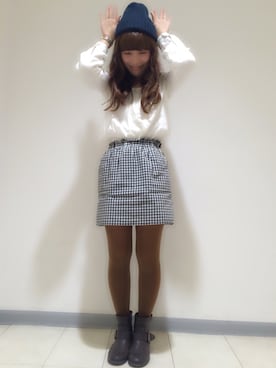 「Casselini（キャセリーニ）のアイテム（ニットキャップ/ビーニー）」を使った、な͜͡お͜͡な͜͡さん（レディース・155cm）の冬コーディネート