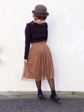 「BEAMS」｜「アイテム（タイツ/ストッキング）」を使った、な͜͡お͜͡な͜͡さん（レディース・155cm）の秋コーディネート