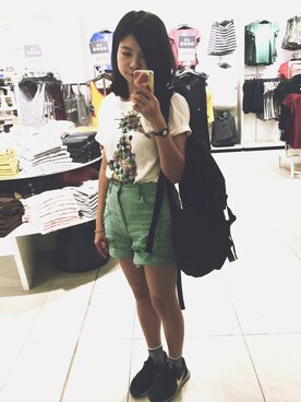 「GAP（ギャップ）のアイテム（バックパック/リュック）」を使った、TsuiManさん（レディース・160cm）の夏コーディネート