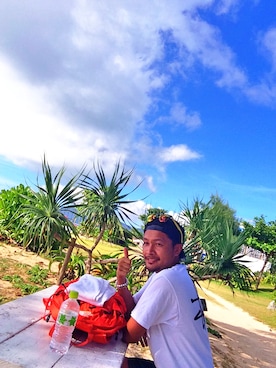 「RAGEBLUE（レイジブルー）の【New Era/ニューエラ】ベースボールキャップ/529258（キャップ、ホワイト系）」を使った、じゆーじんさん（メンズ・174cm）の夏コーディネート