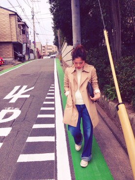 「ハイカット」｜「アイテム（トレンチコート）」を使った、narimiさん（レディース・153cm）の冬コーディネート