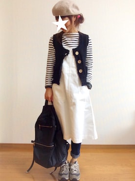 「BEAMS BOY（ビームスボーイ）のアイテム（オールインワン・サロペット）」を使った、Chocorooさん（レディース・156cm）の秋コーディネート
