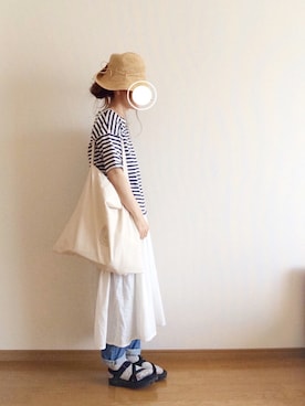 「無印良品（ムジルシリョウヒン）のアイテム（帽子）」を使った、Chocorooさん（レディース・156cm）の春コーディネート