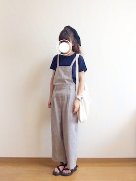 「爽やかコーデ」｜「アイテム（オールインワン・サロペット）」を使った、Chocorooさん（レディース・156cm）の夏コーディネート