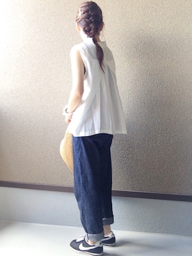 「無印良品（ムジルシリョウヒン）のアイテム（帽子）」を使った、Chocorooさん（レディース・156cm）の夏コーディネート