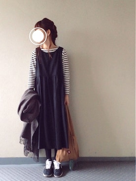 「ORCIVAL（オーシバル）の【ORCIVAL(オーシバル)】コットンロード フレンチバスクシャツ（Tシャツ/カットソー）」を使った、Chocorooさん（レディース・156cm）の秋コーディネート