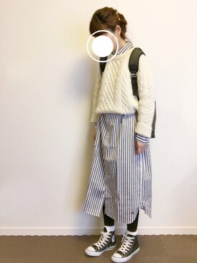 「BEAMS BOY（ビームスボーイ）のアイテム（シャツワンピース）」を使った、Chocorooさん（レディース・156cm）の冬コーディネート