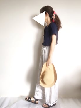 「無印良品（ムジルシリョウヒン）のアイテム（帽子）」を使った、Chocorooさん（レディース・156cm）の夏コーディネート