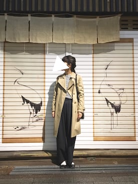 「ORCIVAL（オーシバル）の【ORCIVAL(オーシバル)】コットンロード フレンチバスクシャツ（Tシャツ/カットソー）」を使った、Chocorooさん（レディース・156cm）の秋コーディネート