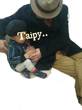「息子」｜「アイテム（ハンチング/ベレー帽）」を使った、Taipy...さん（キッズ・90cm）の冬コーディネート