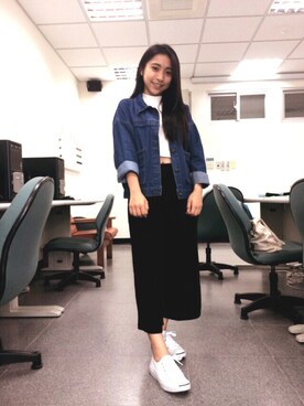 「アイテム（ブーツ、ホワイト系）」を使った、Ting yun さん（レディース・153cm）の夏コーディネート