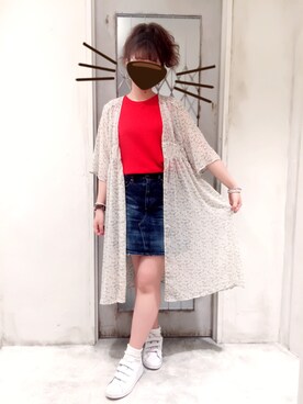 「アイテム（ベスト、レッド系）」を使った、A  ℹ︎さん（レディース・164cm）の夏コーディネート