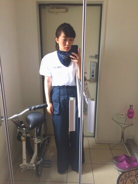 「BEAMS（ビームス）のアイテム（ピアス（両耳用））」を使った、naさん（レディース・157cm）の夏コーディネート