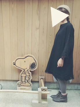 「フリンジ」｜「アイテム（チュニック）」を使った、𓃱さん（レディース・158cm）の秋コーディネート