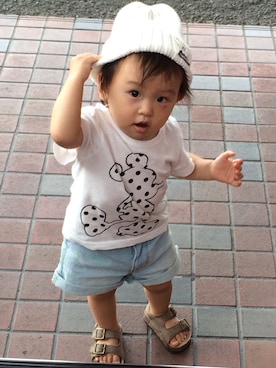 「OSHKOSH（オシュコシュ）のアイテム（サンダル）」を使った、YUUUAさん（キッズ・80cm）の夏コーディネート
