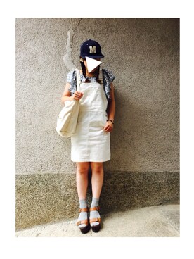 「flower」｜「アイテム（オールインワン・サロペット）」を使った、もぴこさん（レディース・160cm）の夏コーディネート