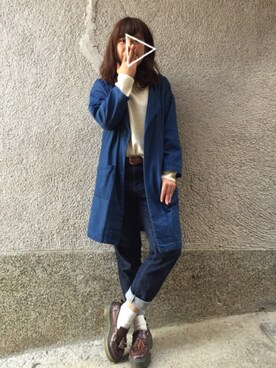「ボーイフレンドデニム」｜「アイテム（その他アウター）」を使った、もぴこさん（レディース・160cm）の秋コーディネート