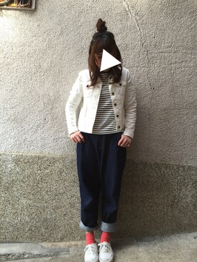 「マムジーンズ」｜もぴこさん（レディース・160cm）の冬コーディネート