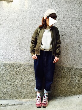 「マムジーンズ」｜もぴこさん（レディース・160cm）の冬コーディネート