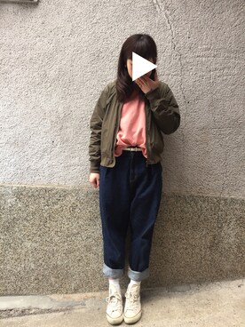 「マムジーンズ」｜もぴこさん（レディース・160cm）の春コーディネート