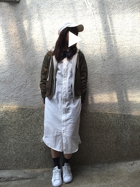 「melple（メイプル）のアイテム（帽子）」を使った、もぴこさん（レディース・160cm）の春コーディネート