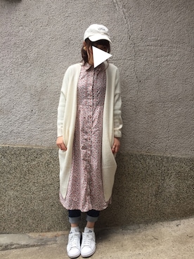 「melple（メイプル）のアイテム（帽子）」を使った、もぴこさん（レディース・160cm）の春コーディネート