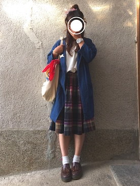 「ハーフアップ」｜「アイテム（その他アウター）」を使った、もぴこさん（レディース・160cm）の秋コーディネート