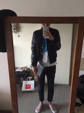 「UNITED ARROWS（ユナイテッドアローズ）のアイテム（スタジャン）」を使った、togaさん（メンズ・185cm）の冬コーディネート