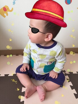 「9ヶ月」｜「アイテム（サロペット/オーバーオール）」を使った、achapiさん（キッズ・70cm）の秋コーディネート