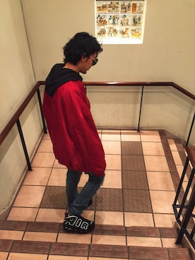 「PUNYUS（プニュズ）のアイテム（MA-1）」を使った、PANDAさん（メンズ・177cm）の秋コーディネート