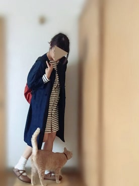 「サンダルに靴下」｜「アイテム（ノーカラージャケット）」を使った、matinさん（レディース・163cm）の春コーディネート