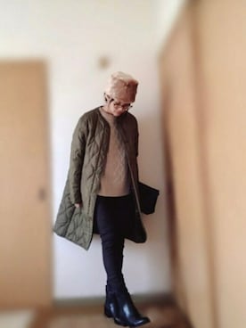 「ロシア帽」｜「アイテム（ノーカラージャケット）」を使った、matinさん（レディース・163cm）の秋コーディネート