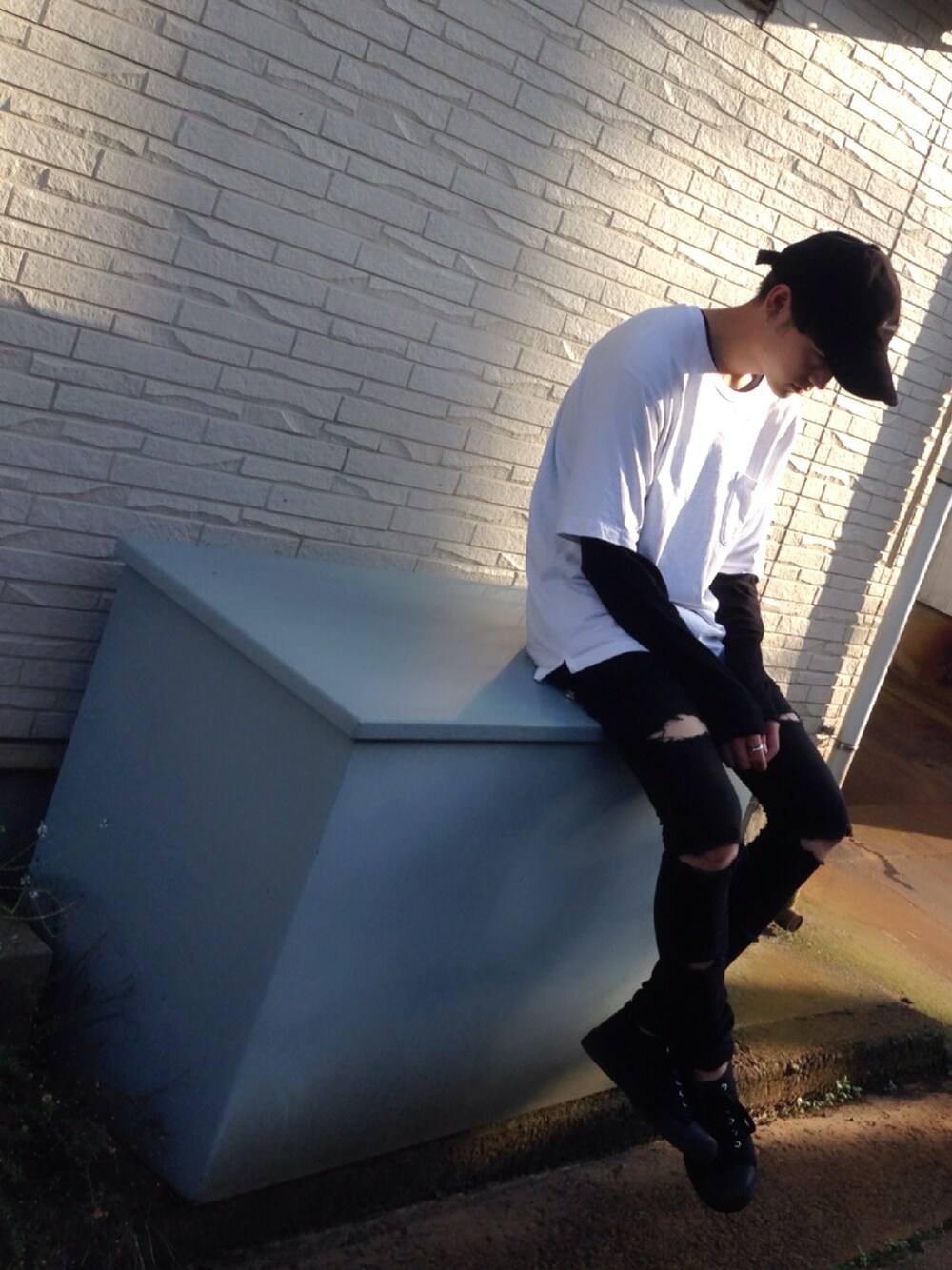「GUのアイテム（その他パンツ、ブラック系）」を使った、とみくんさん（メンズ・170cm）の夏コーディネートの1枚目の写真