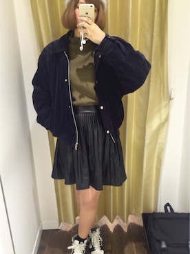 「SENSE OF PLACE by URBAN RESEAR」｜「アイテム（ブルゾン）」を使った、PiNOさん（レディース・157cm）の秋コーディネート