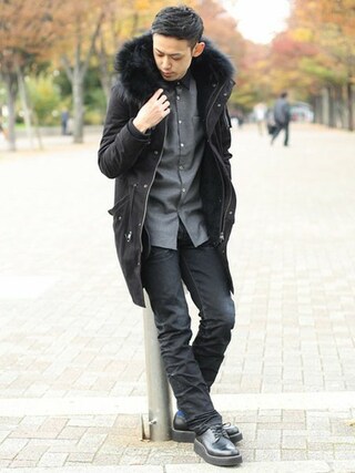 田中使用「STUDIOUS（【Men'sJOKER掲載】STUDIOUS モッズコート MADE IN JAPAN）」的時尚穿搭